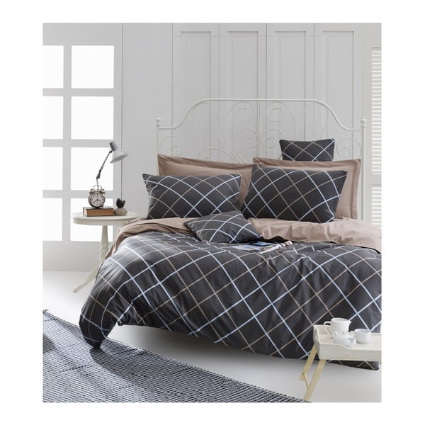 Памучно спално бельо за двойно легло Ranforce с чаршаф Кафяво, 200 x 220 cm Ride - Mijolnir