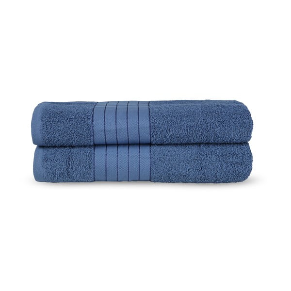 Сини памучни хавлиени кърпи в комплект 2 бр. от тери 70x140 cm – Good Morning