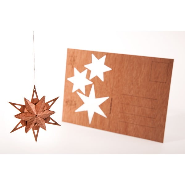 Дървена пощенска картичка Тройна звезда, 14,8 x 10,5 cm - Formes Berlin