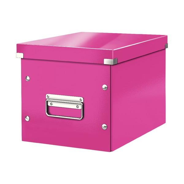 Розова кутия за съхранение в офиса, дължина 26 cm Click&Store - Leitz