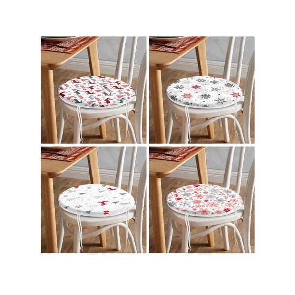 Възглавници за сядане в комплект от 4 бр. с коледни мотиви ø 40 cm Snowflakes – Mila Home-image-4