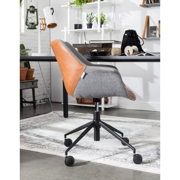 Сив офис стол с кафяви детайли Doulton - Zuiver-image-1