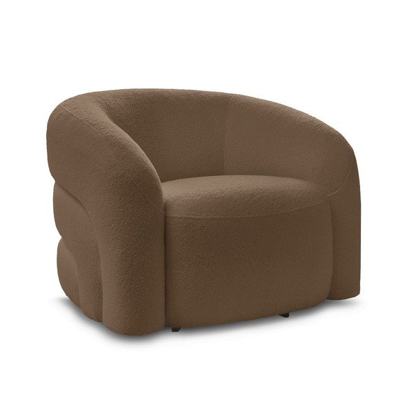 Кафяво въртящо се кресло от прежда с примки от букле Elina – Bobochic Paris