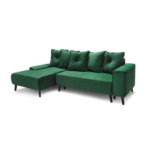 Зелен кадифен ъглов разтегателен диван , ляв ъгъл Hera Bis - Bobochic Paris