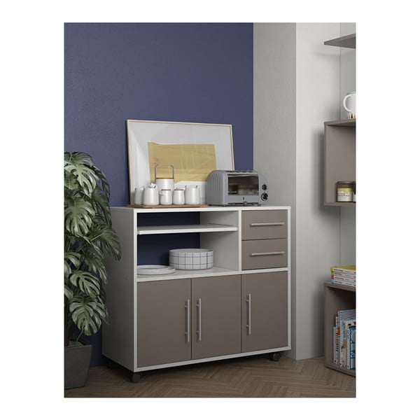 Šedý pojízdný kuchyňský úložný prostor s policemi TemaHome Marius-image-4