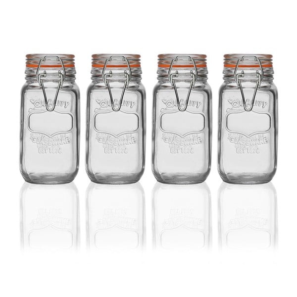 Комплект от 4 стъклени буркана Hanz, които могат да се затварят повторно - Versa