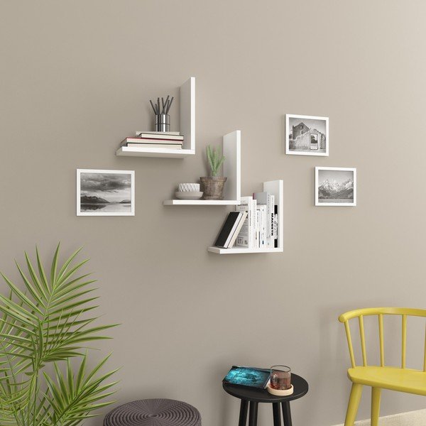 Бели рафтове в комплект от 3 Wesley - Kalune Design-image-2