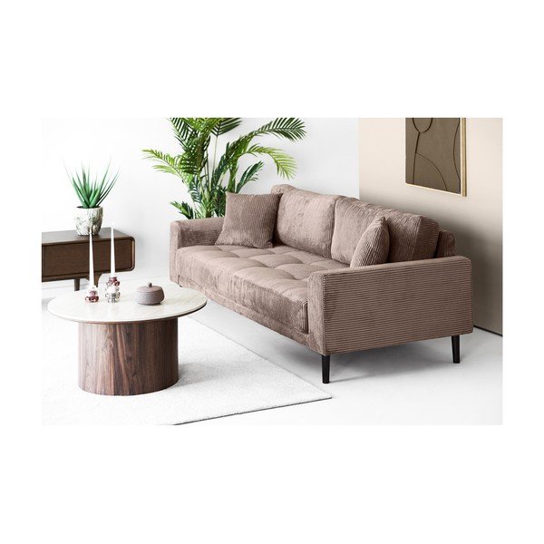 Кафяв диван от рипсено кадифе 210 cm Lido – House Nordic-image-1