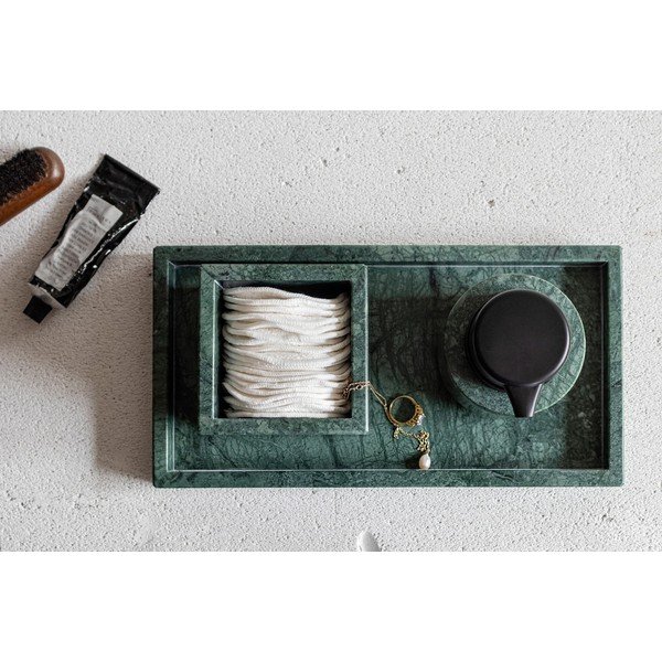 Тъмнозелен мраморен органайзер за баня за памучни тампони Marble – Mette Ditmer Denmark-image-1