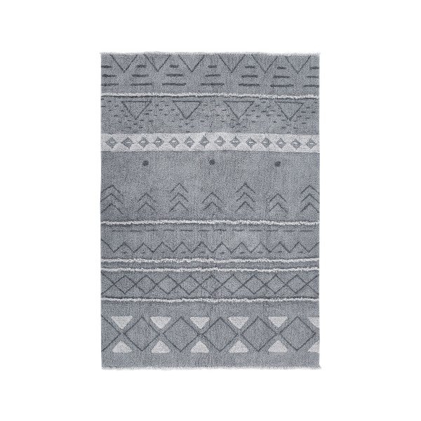 Сив ръчно изработен вълнен килим подходящ за пране 140x200 cm Lakota Night – Lorena Canals