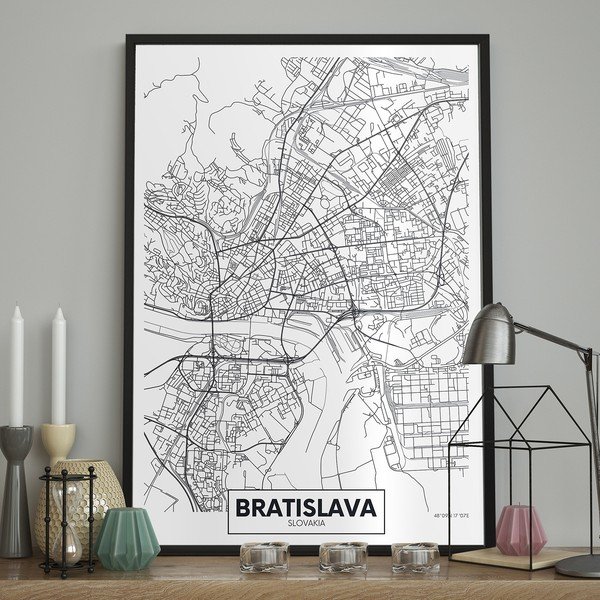 Плакат за стена в рамка MAP/BRATISLAVA, 70 x 100 cm Map Bratislava - DecoKing-image-1