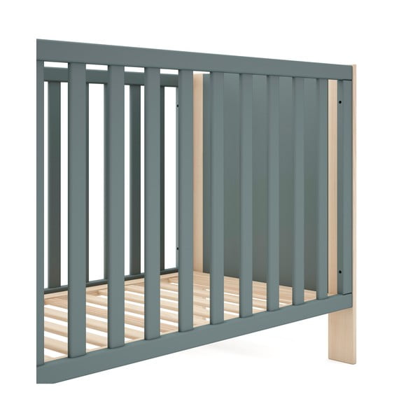 Детско креватче 60x120 cm в естествен цвят/сиво-зелено Esteban – Marckeric-image-4