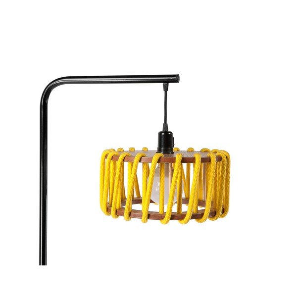 Stojací lampa s černou konstrukcí a malým žlutým stínidlem EMKO Macaron-image-2