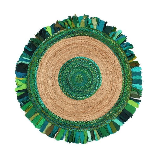 Кръгъл килим от юта и памук Eco Rugs Verde, Ø 120 cm - Eko Halı