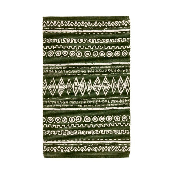 Зелен и бял памучен килим , 55 x 180 cm Ethnic - Webtappeti