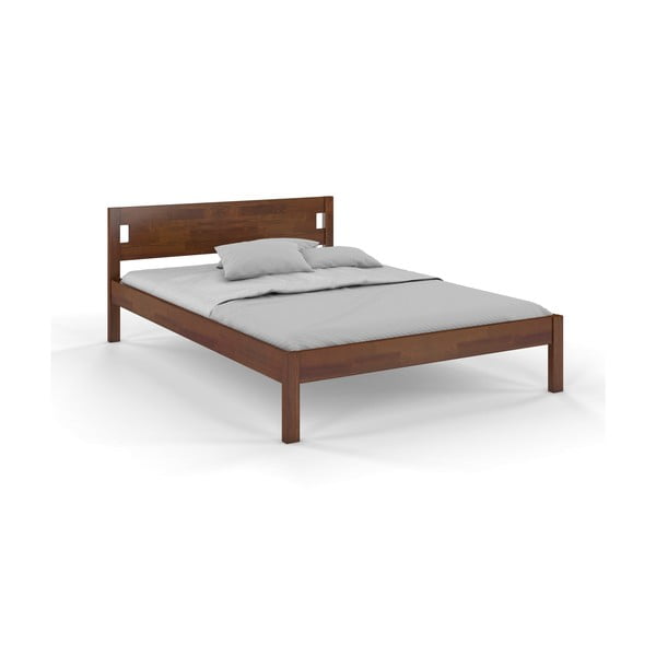 Двойно легло от борова дървесина 90x200 см в тъмнокафяв цвят Laxbaken - Skandica