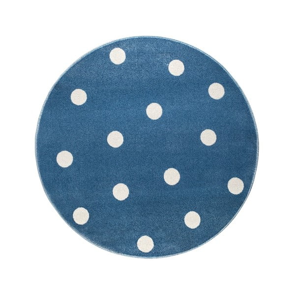 Син кръгъл килим с точки Син, ø 100 cm - KICOTI