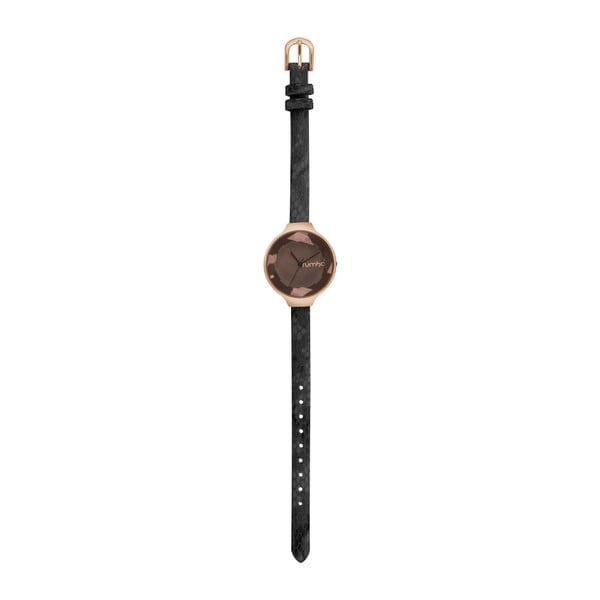 Dámské černé hodinky s koženým řemínkem Rumbatime SoHo Metallic