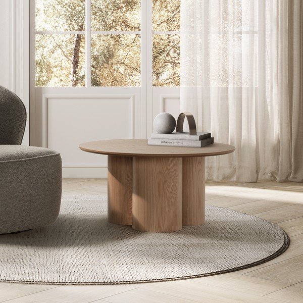 Кръгла масичка за кафе от декор от дъб  в естествен цвят ø 80 cm Lua – MOME-image-2