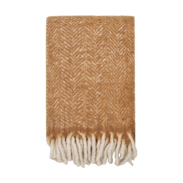Светлокафяво одеяло със смес от вълна 130x170 cm Carmel – House Nordic