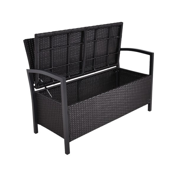Черна градинска пейка от изкуствен ратан Ferrara – Garden Pleasure-image-1