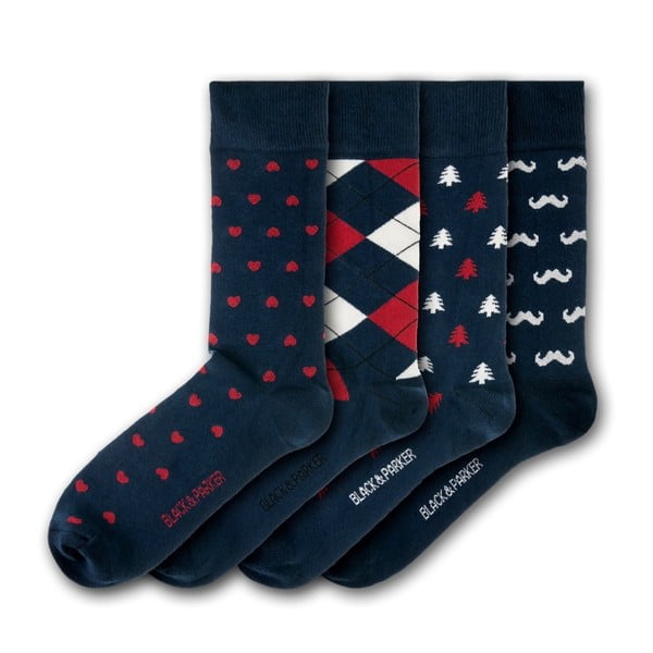 Sada 4 párů unisex ponožek Black&Parker London Bicton Park, velikost 37 - 43