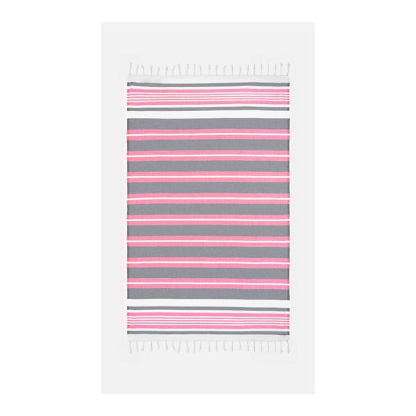 Розово-сива памучна кърпа за баня Kate Louise Cotton Collection Line Pink Grey, 100 x 180 cm