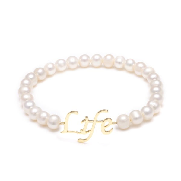 Náramek z říčních perel GemSeller Life, bílé perly