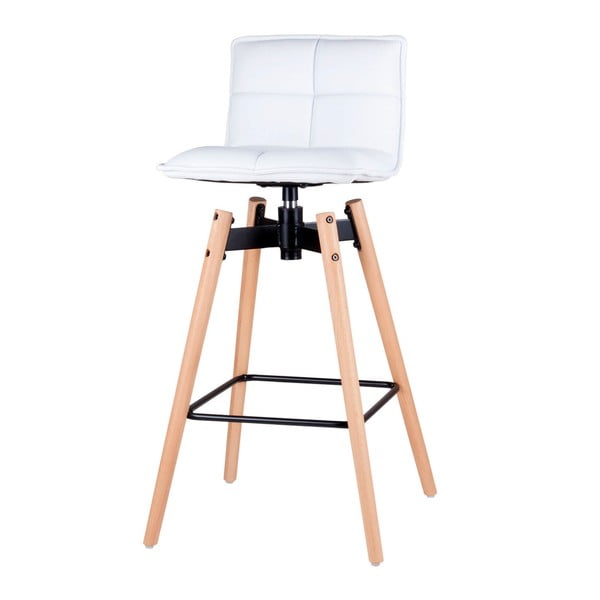 Bílá otočná barová židle s nohama z bukového dřeva sømcasa Janie