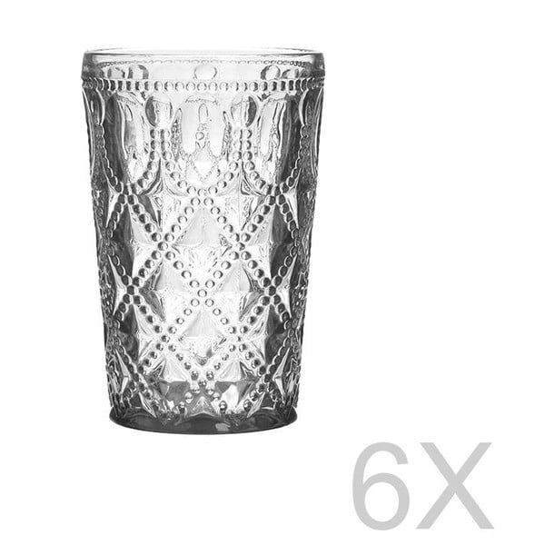 Sada 6 skleněných transparentních sklenic InArt Glamour Beverage, výška 13,5 cm