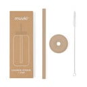 Силиконова сламка с четка за почистване и капак Milk Coffee – Muuki