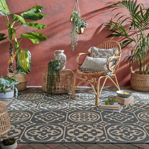 Сив килим за открито , 120 x 170 cm Tile - Flair Rugs-image-1