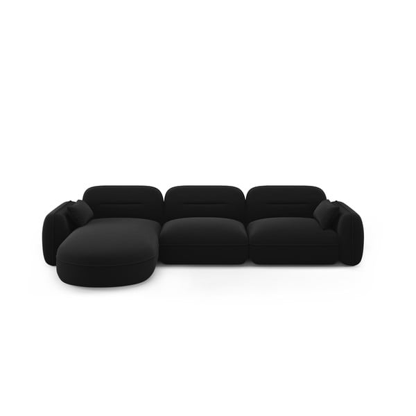 Черен кадифен ъглов диван (ляв ъгъл) Audrey – Interieurs 86