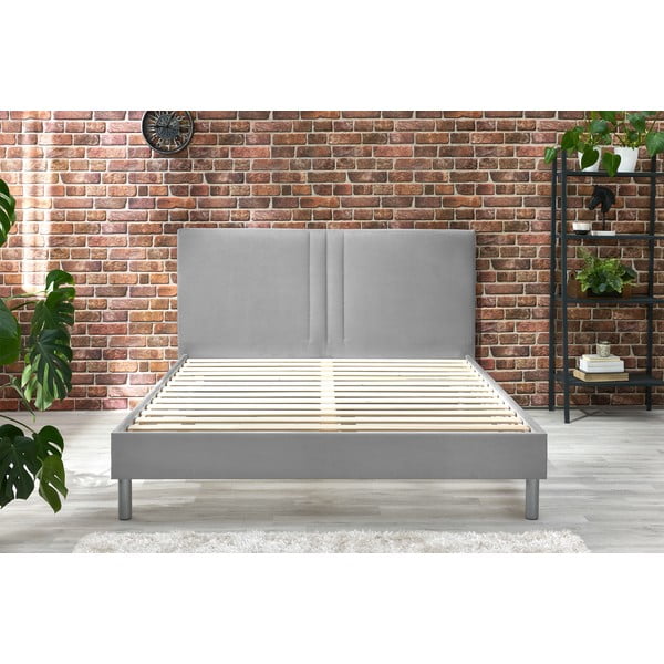 Сиво тапицирано двойно легло с решетка 180x200 cm Kerry - Bobochic Paris-image-4