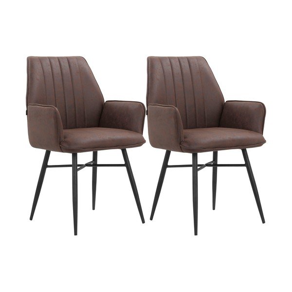 Кафяви тапицирани трапезни столове в комплект 2 бр. Anzo – Støraa-image-4