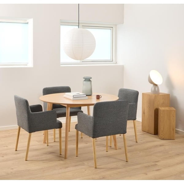 Сив тапициран трапезен стол с подлакътници Zoe – Actona-image-1