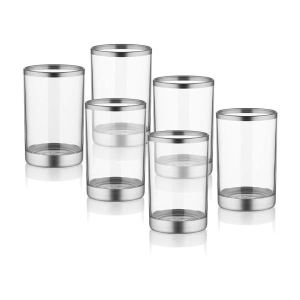 Комплект от 6 чаши за ликьор със сребърна украса Glam - The Mia
