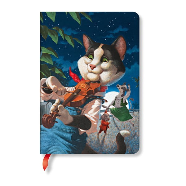 Тетрадка с твърди корици "Котка и цигулка", 12 x 17 cm - Paperblanks