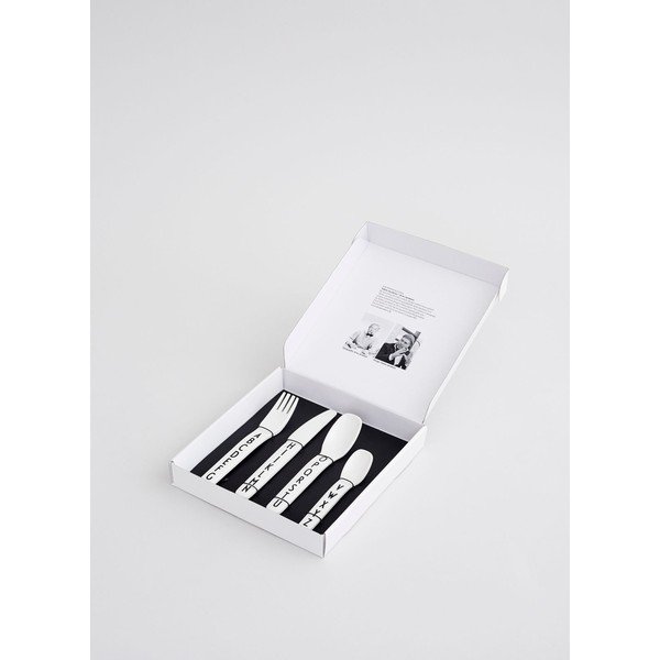 Комплект бели детски прибори от 4 части - Design Letters-image-1