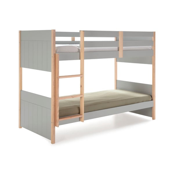 Сиво детско двуетажно легло с крака от борова дървесина , 90 x 190 cm Kiara - Marckeric-image-4