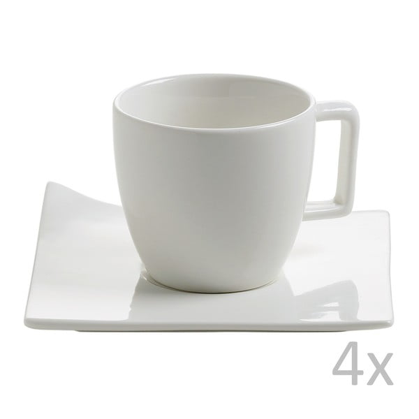 Sada 4 porcelánových šálků na espresso s podšálky Maxwell & Williams Page, 90 ml