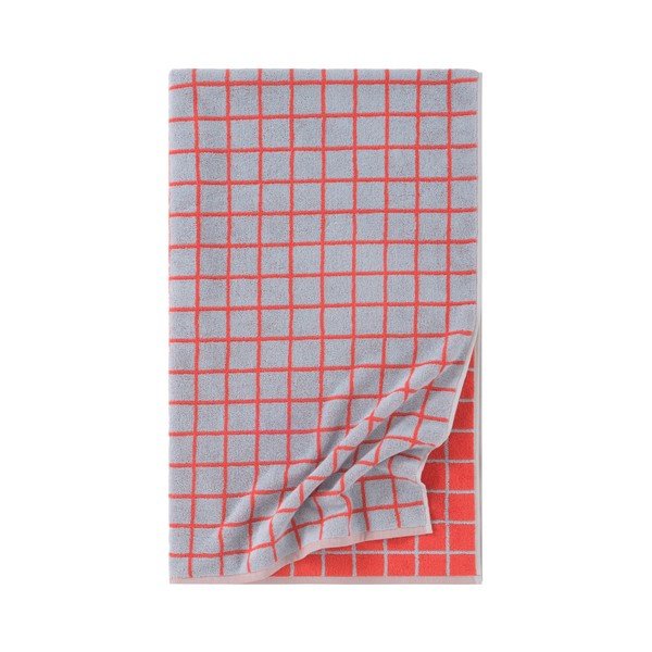 Червена/светлосиня памучна хавлиена кърпа 90x150 cm Grid – Jotex