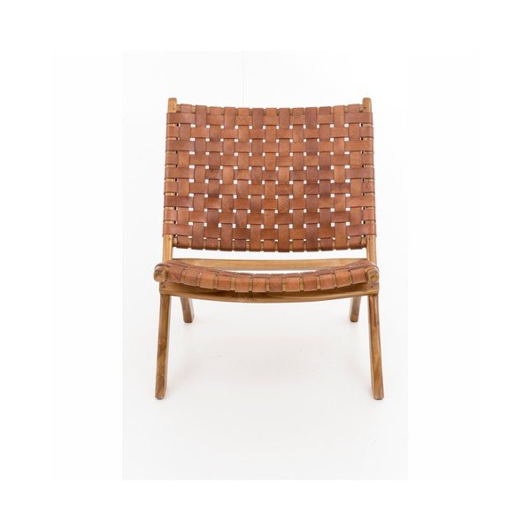 Сгъваем фотьойл от тиково дърво и кравешка кожа Ruth - WOOX LIVING-image-1