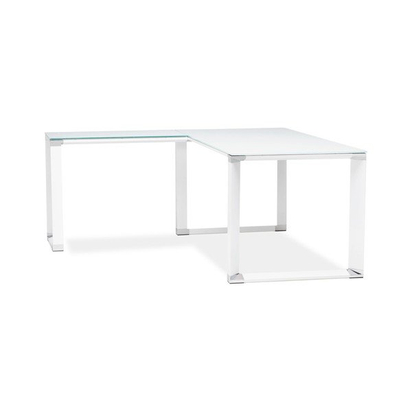 Бяло ъглово бюро със стъклен плот Warner - Kokoon-image-1