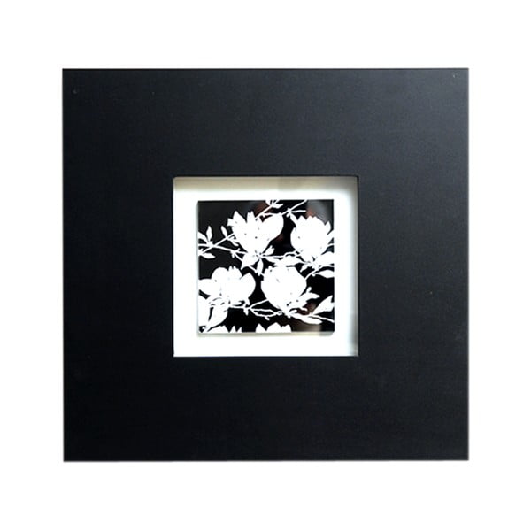 Dřevěný obraz Black and White Flower, 35x35 cm