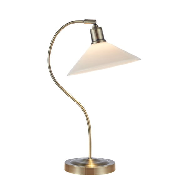 Настолна лампа със стъклен абажур в бял и месингов цвят (височина 49 cm) Vela – Markslöjd