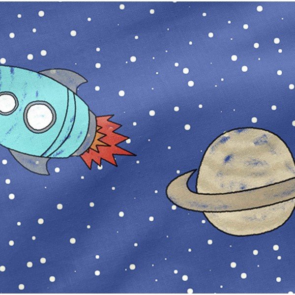 Син еластичен памучен чаршаф , 90 x 200 cm Space Rocket - Mr. Fox-image-1
