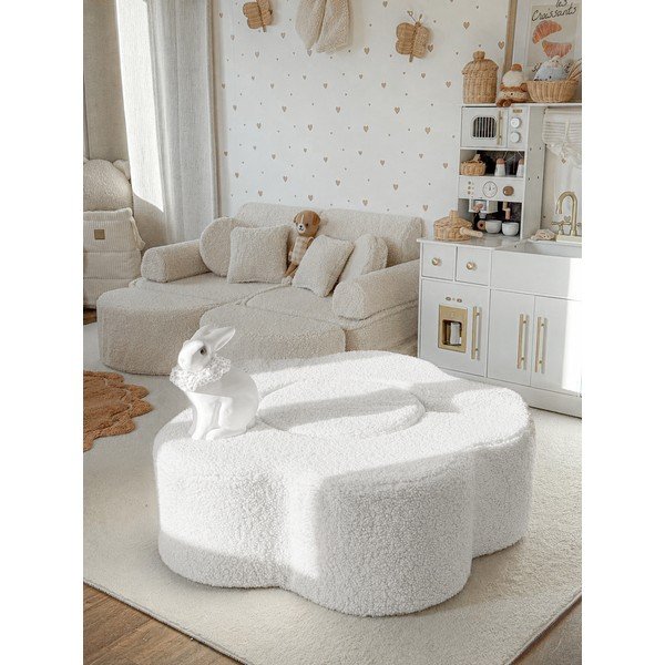 Бяло игрище от пяна 3 бр. от букле височина 27 cm 88x90 cm – Meowbaby-image-1