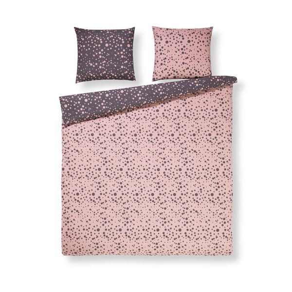 Розово памучно двойно спално бельо Florieke, 240 x 200 cm - Ekkelboom