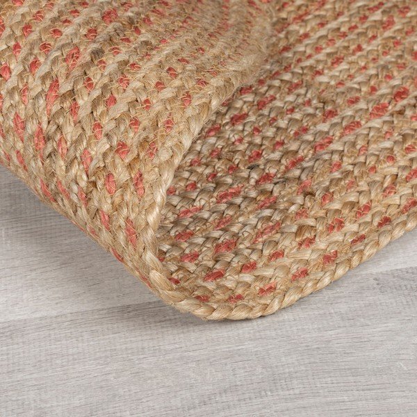 Кръгъл килим от юта в сьомгово-естествен цвят 133x133 cm Capri - Flair Rugs-image-3